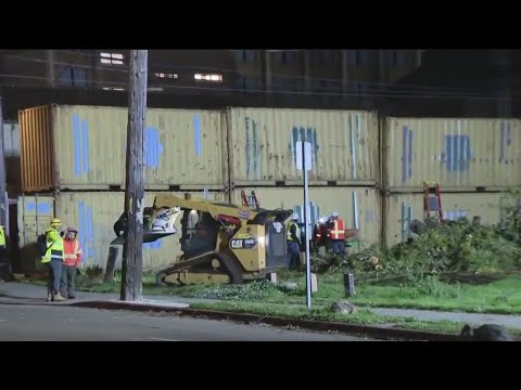 Authorities clear out People's Park, install shipping containers as barricades