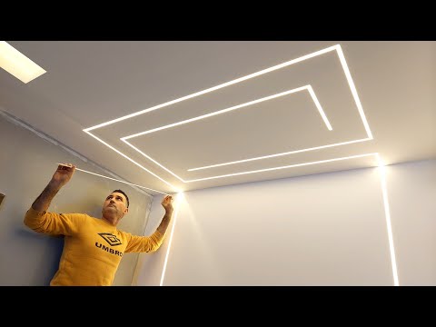 How to inlay a led profile with a gypsum board decor