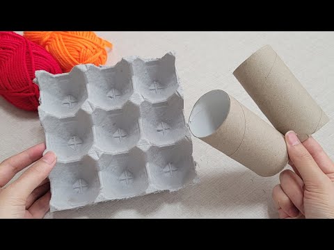 So Beautiful ! Look what I Made with Egg carton and toilet paper roll. DIY Recycling craft ideas