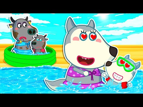 My Family vs Your Family Playing at the Beach! 🐺 Funny Stories for Kids 