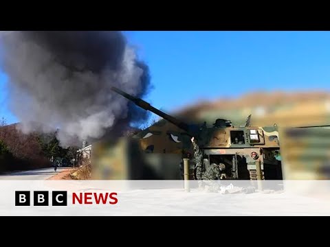 North Korea fires artillery shells towards South's border island | BBC News