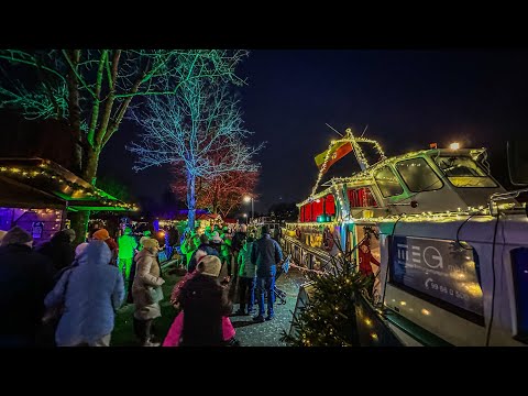 M&uuml;lheimer Schiffsweihnacht Wasserbahnhof Germany 🇩🇪 Walking Tour 4K Walkthrough Christmas Market