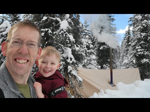 Wolves &quot;Laughing&quot; Outside Our Tent - Hot Tent Hammock Camping in Deep Snow