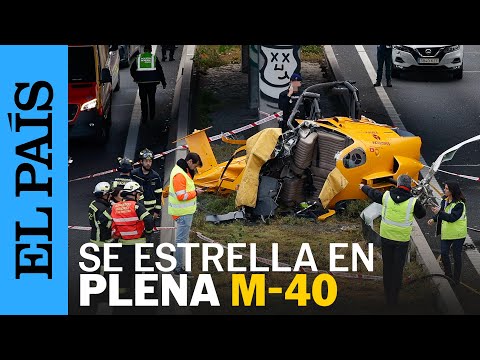 Un helic&oacute;ptero se estrella en plena carretera M-40 de Madrid a la altura del Campo de las Naciones