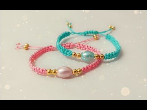 İnci Boncuklu Asans&ouml;rl&uuml; Kolay Makrome Bileklik Yapımı 🌸 Macrame Bracelet Tutorial