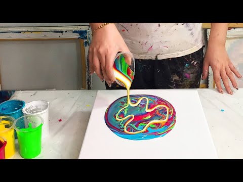 Surprised Me!! - Tropical Vibes with Just Paint and Water! - Acrylic Pouring