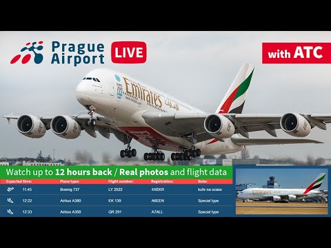 PRAGUE AIRPORT LIVE 🔴, CZECH REPUBLIC (🇨🇿) ✈ 24/7 with ATC