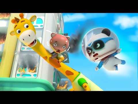 Giraffe Firefighter Rescue Team | Super Rescue Team | Kids Cartoon | BabyBus