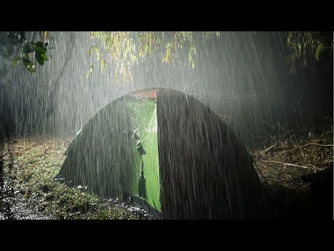 Fall Asleep in Tent with Heavy Rain &amp; Peaceful Thunder Sounds in Forest - Rain Sounds for Sleeping