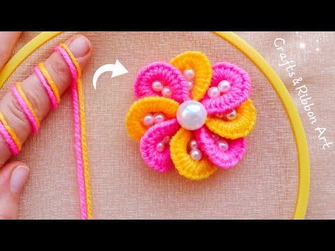 It's so Beautiful 💖🌟 Superb Flower Making Idea with Wool - Hand Embroidery Amazing Flower Design