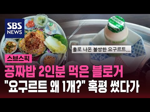 공짜밥 2인분 먹은 블로거&hellip;&quot;요구르트 왜 1개?&quot; 혹평 썼다가 / SBS / 스브스픽