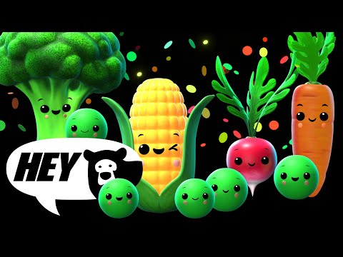 Hey Bear Sensory -  Funky Veggie's Dance Party! - Fun Video with Music!- New Video!