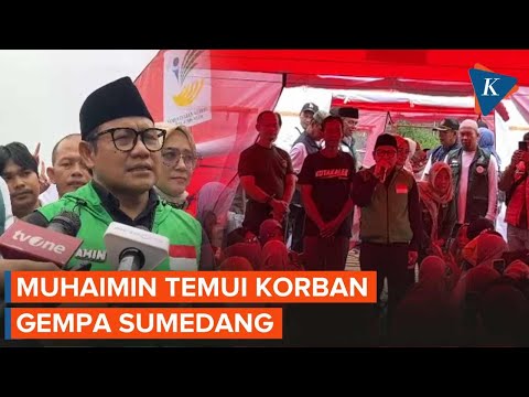 Momen Cak Imin Temui Korban Gempa Sumedang di Tenda Pengungsian