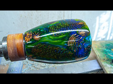 Woodturning - Hybrid Pine Cone Vase with Epoxy Resin