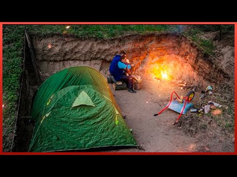 Building the Biggest Log Cabin Hidden UNDERGROUND | by 