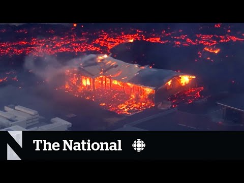 Lava sets Icelandic town on fire