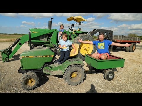 Playing with kids tractors and real tractors in hay and mud compilation | Tractors for kids