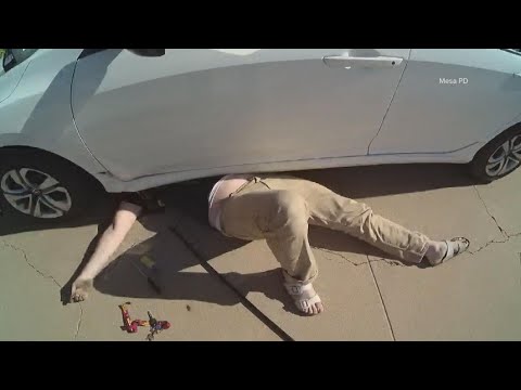 Caught on camera: Arizona cops lift car off trapped man