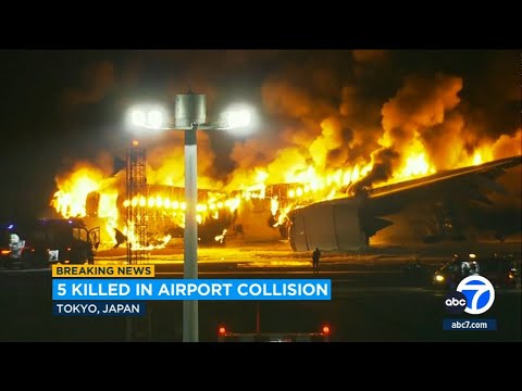 5 killed after planes collide, burst into flames in Japan