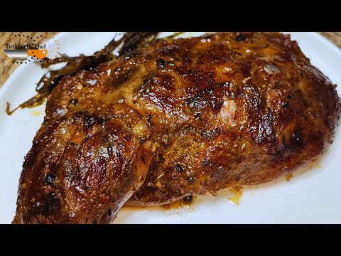 Shoulder of lamb cooked in the oven for 7 hours (tender and moist as desired)