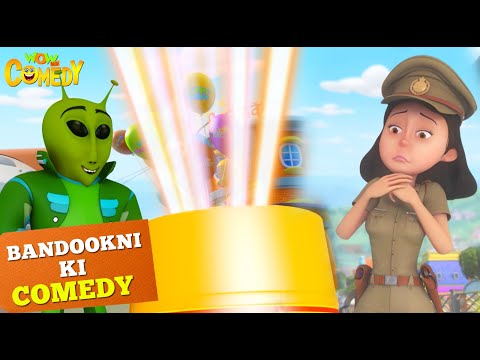 Bandookni पर होगया Alien का Attack! | Cartoons for Kids|Bandookni Ki Comedy | Wow Kidz Comedy| 