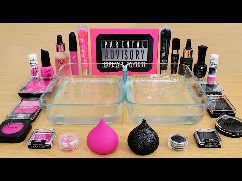 Pink vs Black - Mixing Makeup Eyeshadow Into Slime! Special Series 91 Satisfying Slime Video