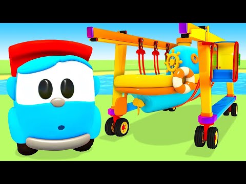 Leo the truck &amp; a port crane. Learning videos for kids. Car cartoons for kids &amp; Funny cartoons.