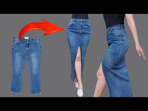 How easily to transform old jeans into a fashionable skirt - a sewing tip!