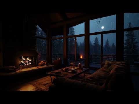 Night Time With Rain🛏️Relaxing with Crackling Fireplace &amp; Soothing Rain in Bedroom Heaven [ASMR]