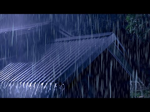 Fall Into Sleep in 3 Minutes with Torrential Rain on Metal Roof &amp; Massive Thunder Sounds At Night