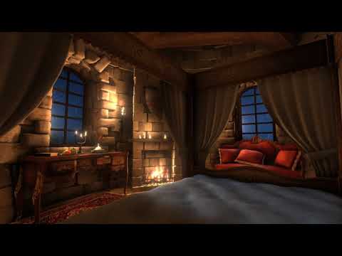 Rain, Thunderstorm &amp; Fireplace Sounds for 12 hours in this Cozy Place | Sleep, Study, Meditation