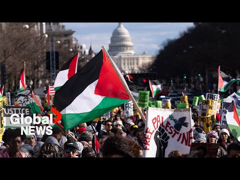 March for Gaza: Thousands protest in Washington to call for ceasefire in Israel-Hamas conflict