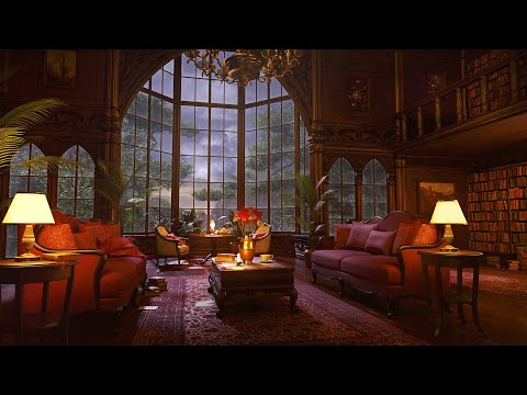 Luxurious Mansion Rain on Window with Thunder SoundsㅣDeep Sleep, Study, and Relaxation Sounds