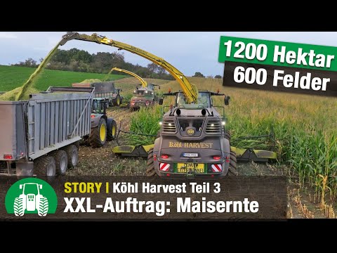 K&ouml;hl Harvest Teil 3/3 | Der 1200 ha Maisernte Auftrag | John Deere Feldh&auml;cksler | Lohnunternehmen