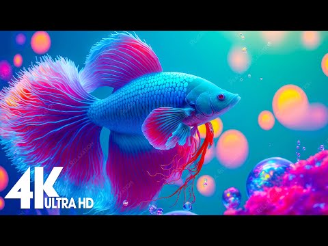 Aquarium 4K VIDEO (ULTRA HD) 🐠 Amazing Beautiful Coral Reef Fish - Relaxing Sleep Meditation Music