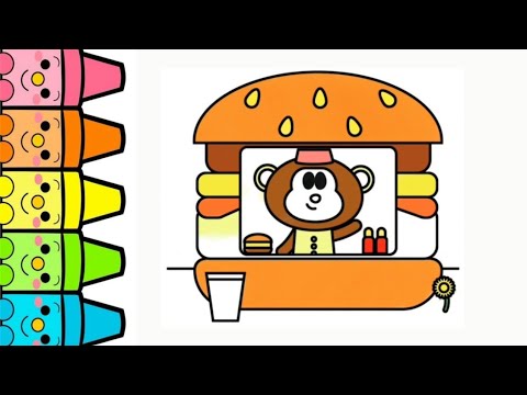 How to draw cute &amp;quot;Monkey shop&amp;quot;?? Easy to draw for Kid's?? Drawing, Coloring, Painting for Kid's