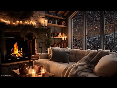 🔥Perfect relaxing corner with a fireplace | Relaxing Snowfall and Fireplace Sounds