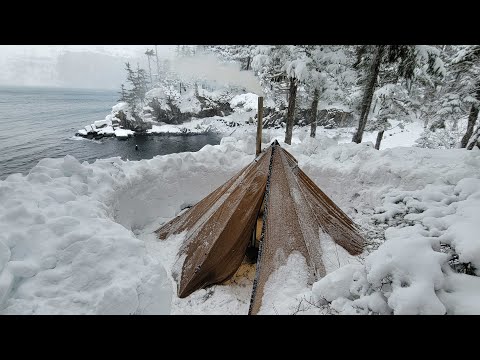 Hot Tent Camping in CRAZY Blizzard (Rescuing Trapped Drivers &amp; Almost Getting Trapped My Self)