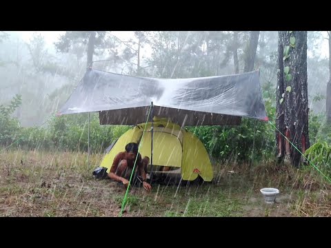 AMAZING RAIN❗RELAXING CAMPING IN REAL HEAVY RAINSTORM AND THUNDER &bull; REAL LONG HEAVY RAIN IN CAMPING