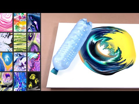 1,5 Hours Liquid Painting Compilation - Very different and Satisfying Fluid Art techniques