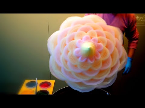 Cotton Candy Making Biggest Flower Art.