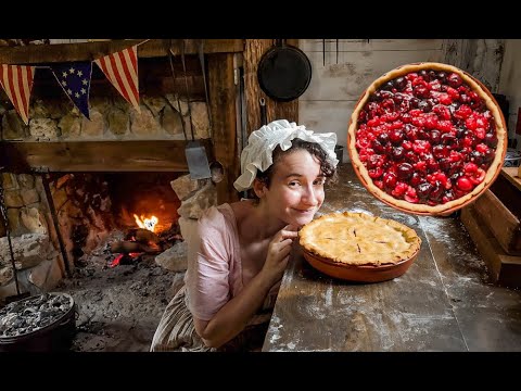 Baking an Amazing Cherry Raspberry Pie from 1808 |Real Historic Dishes| Fire Baked Pie ASMR