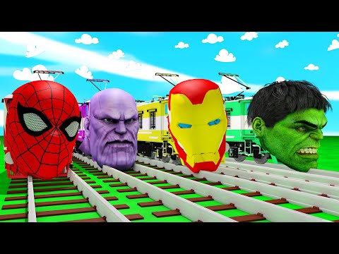 TRANSPORTING PIXAR CARS &amp; FRUITS WITH COLORED &amp; JOHN DEERE vs CLAAS vs TRACTORS - BeamNG.drive 