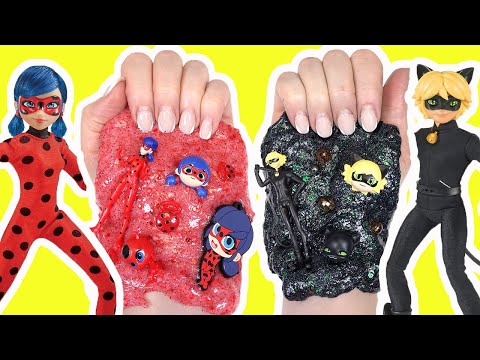 Miraculous Ladybug and Cat Noir DIY Slime Making and Mixing Tutorial! Crafts for Kids