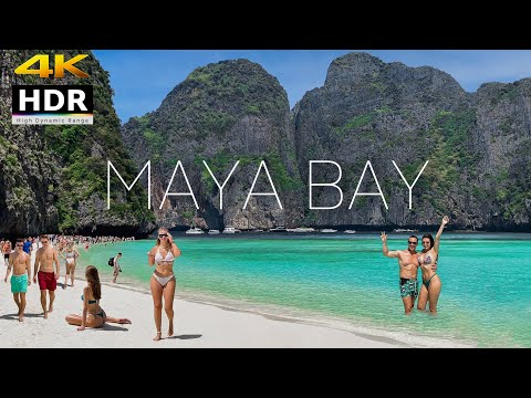 4K HDR // Walking Maya Bay in Krabi | BEST Beach in the World | Thailand 2023 - With Captions