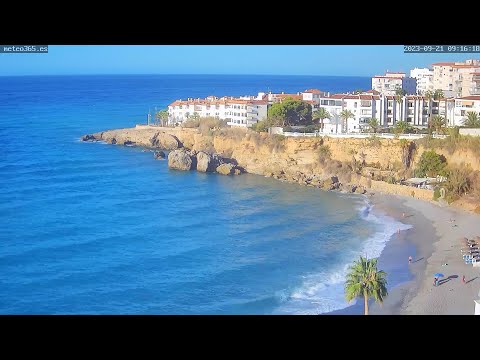 🔴 LIVE WEBCAM en Nerja - Balc&oacute;n de Europa un mirador al final de una avenida rodeada de palmeras