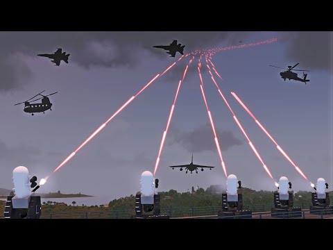 C-RAM Air Defense System Shot Down Incoming Enemy Fighter Plane and Attack helicopters | ArmA 3