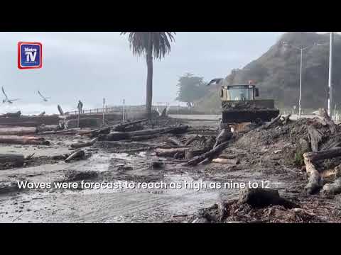 California coastline battered by rough surf