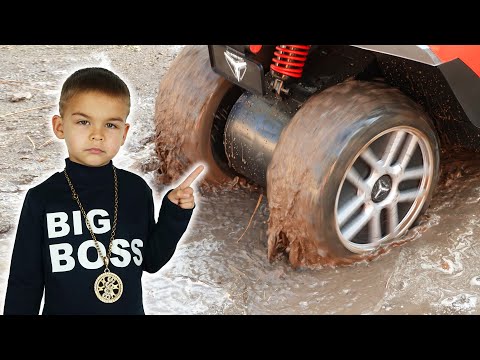 Big Boss power wheels car stuck in the mud funny stories