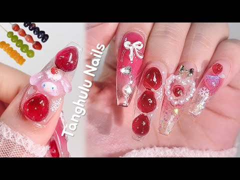 Tanghulu Nails🍓 DIY decorations! Art book/ Nail Extension ASMR